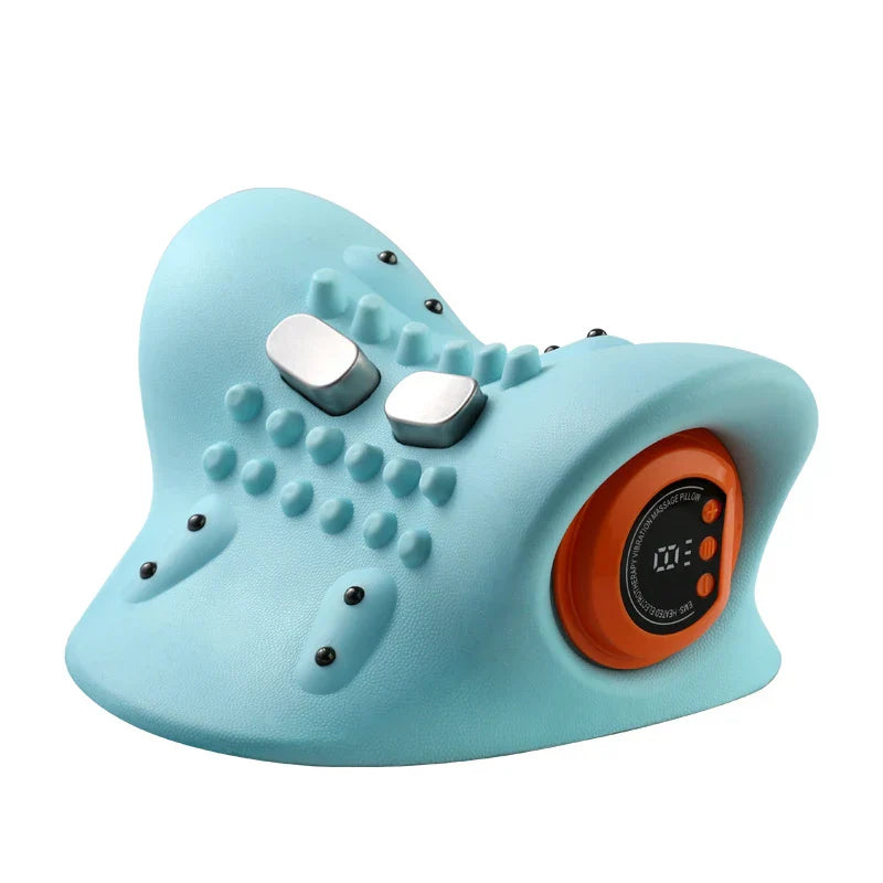Portable Cervical Massager Neck & Head Traction Pillow Blue