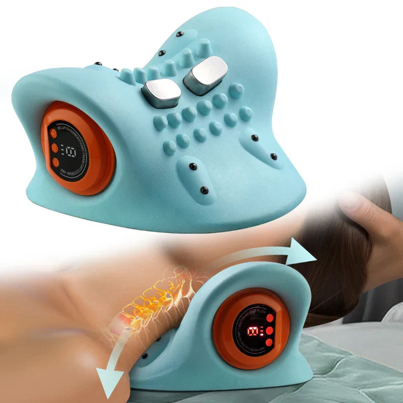 Portable Cervical Massager Neck & Head Traction Pillow Blue