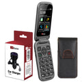 Bundle offer for TTfone TT970 4G WhatsApp Flip Big Button Senior Mobile with Nylon Holster Case (TTCB9) and Car Charger (TTCC), Vodafone Pay As You Go